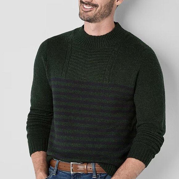 St. John's Bay Men's Pullover Sweater Size L Green Crew Neck Long Sleeve NWT $48 - Picture 2 of 14